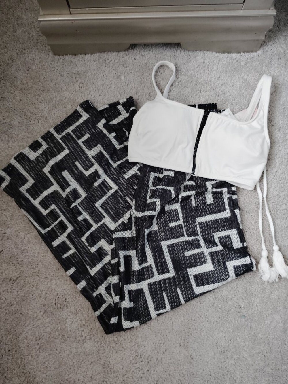 Cover up swim pants and Michael Kors swim top.